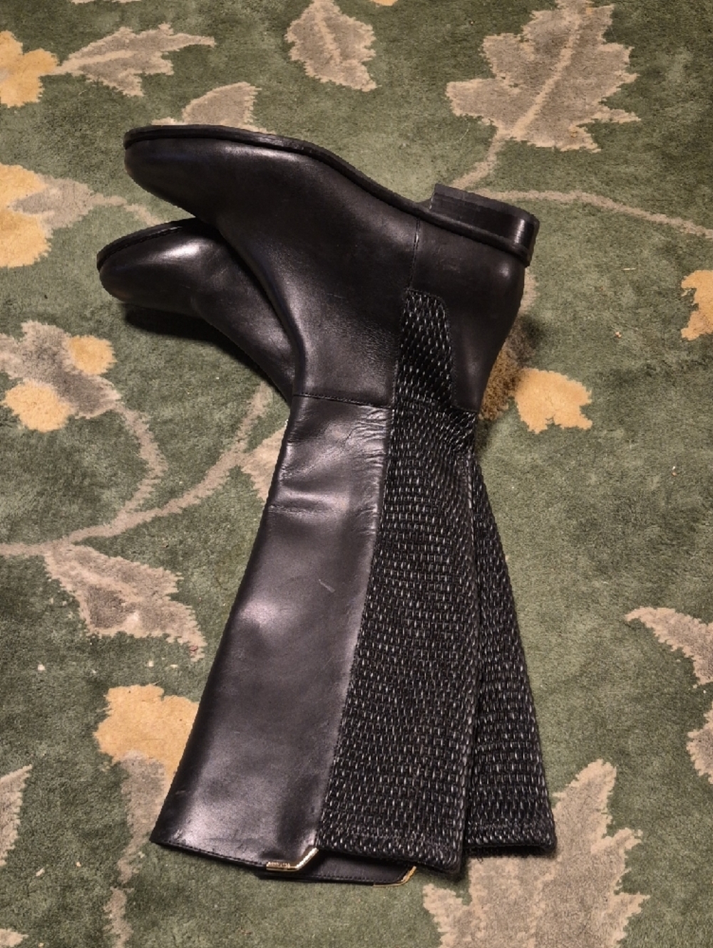 Cole Haan Black Over-the-Knee Leather Riding Boots with Textured Back - Picture 3 of 10